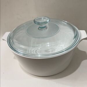 Corningware White Casserole Baking Serving Glass Lid 2 1/2 Qt B 2 1/2 B Made USA